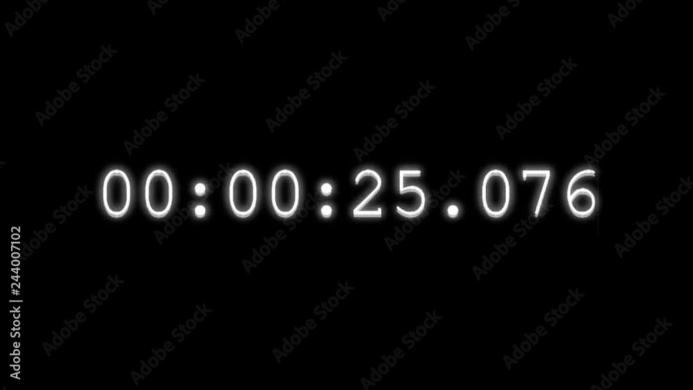 A countdown from thirty to zero seconds, detailed to milliseconds. White ciphers on a black background, with a heavy distortion glitch effect. A countdown from thirty to zero seconds, detailed to milliseconds. White ciphers on a black background, with a heavy distortion glitch effect.