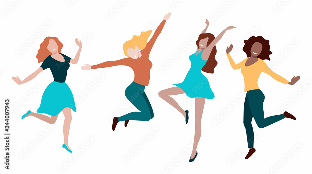 Happy dancing and jumping woman vector image. Happy dancing and jumping woman vector image.