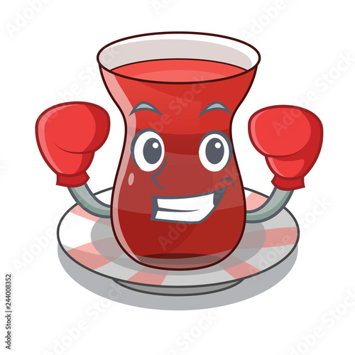 Boxing trukish tea in the cartoon form photo