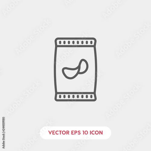 chips icon. fast food vector symbol. Linear style sign for mobile concept and web design. Snack symbol illustration. Pixel vector graphics - Vector	