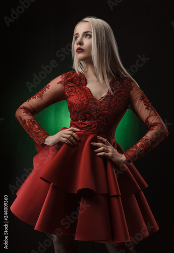 beautiful girl in red dress