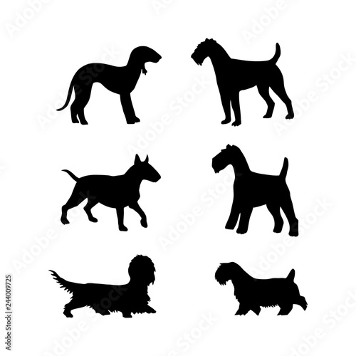 Vector set of dogs silhouette for design