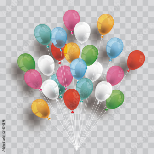 Bunte Luftballons auf transparentem Hintergrund