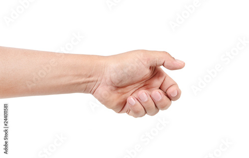 Foto Male hand pretending thumb pressing  isolated on white background