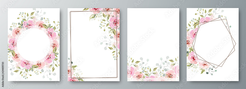 Set of template or flyer design decorated with floral design and space for your message.