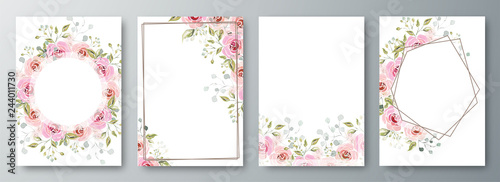 Set of template or flyer design decorated with floral design and space for your message. photo