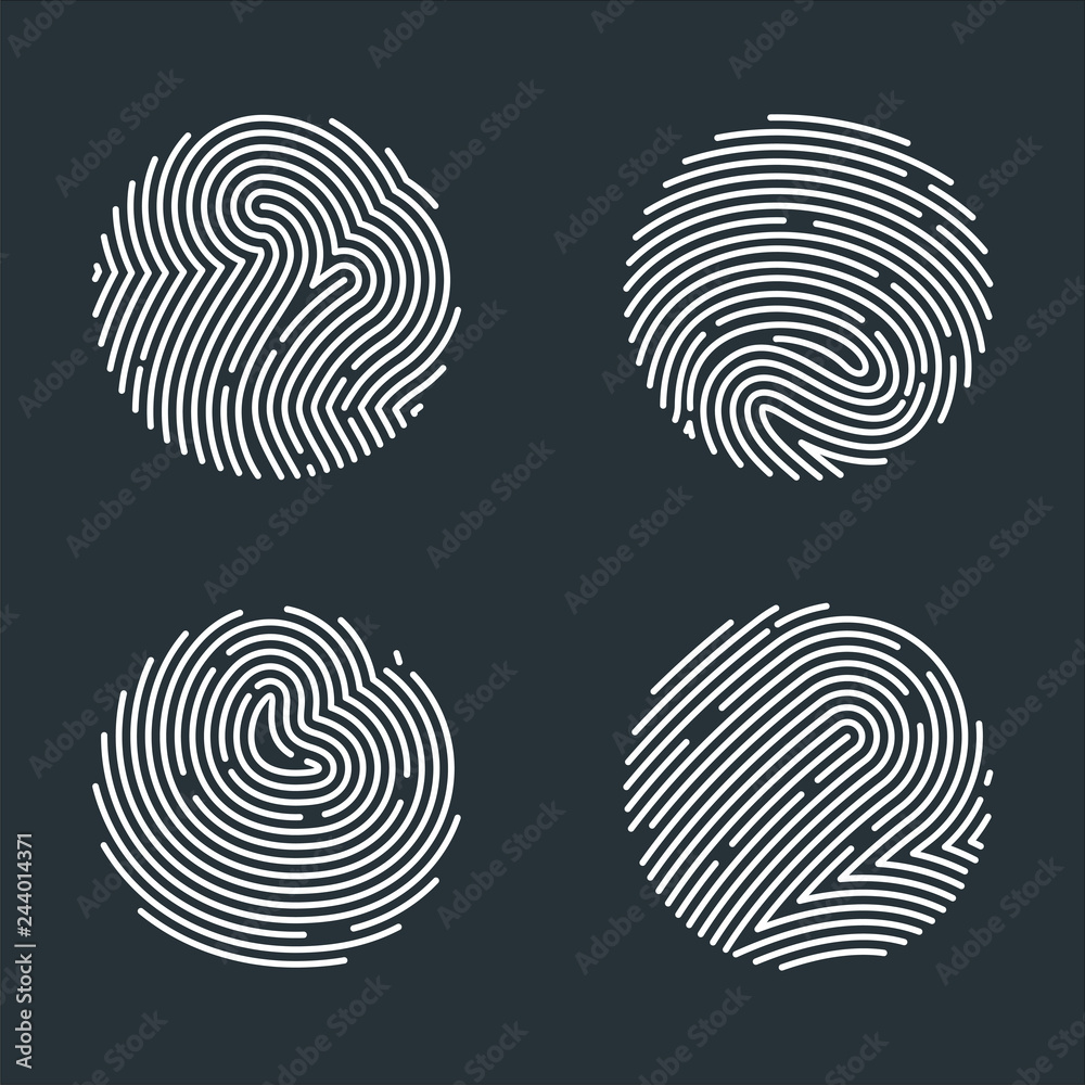 Flat vector fingerprint black round logo icon