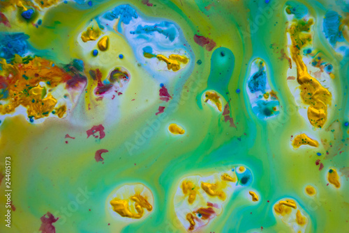 Fluid Art. Creative artwork acrylic paint.Fluid Acrylic Splash.Watercolor background.Turquoise yellow abstract.