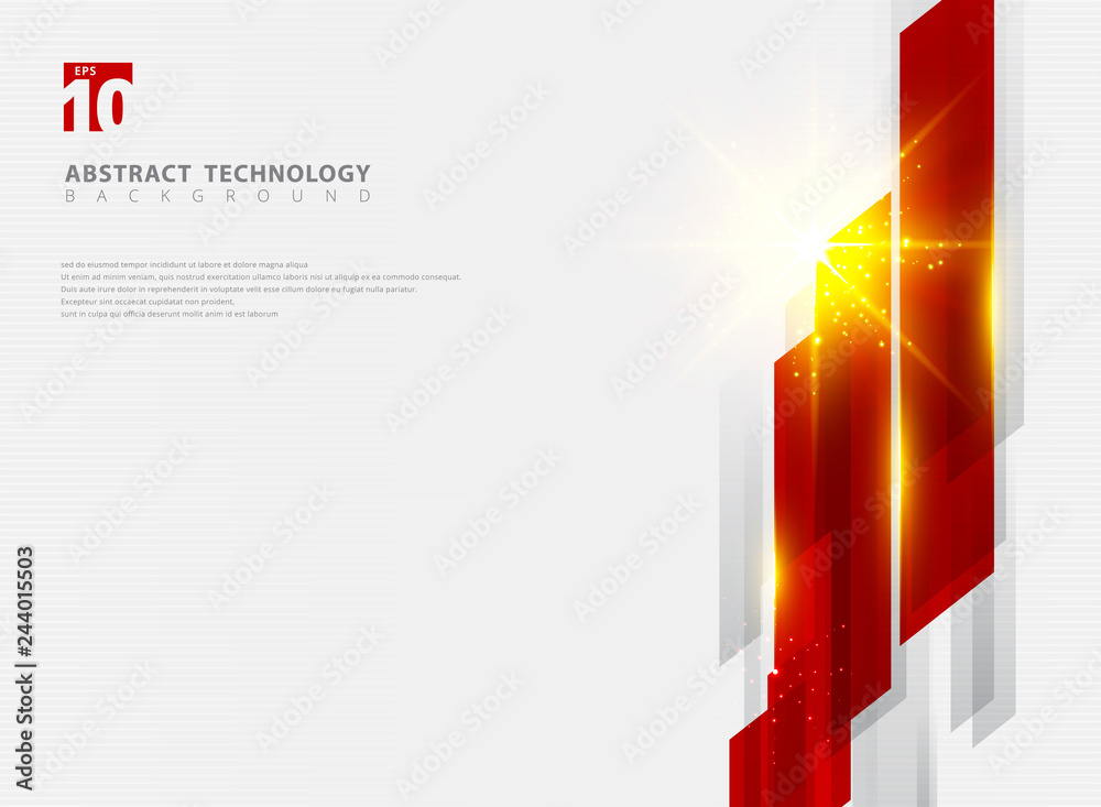 Abstract technology geometric red color shiny motion background with ...