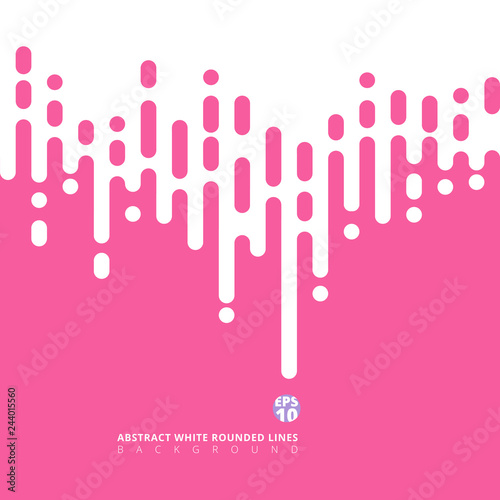 Abstract pink rounded lines halftone transition on white background.