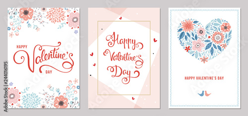Valentine's Day card templates design. Vector illustration.
