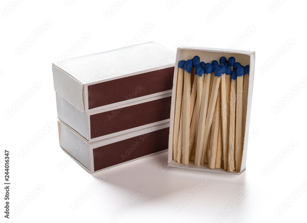 matchboxes with one opened on a white background matchboxes with one opened on a white background