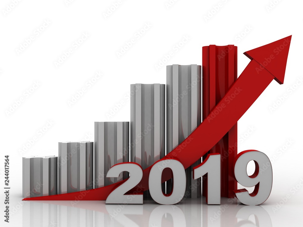 3d rendering Stock market online business concept. business Graph with 2019 3d rendering Stock market online business concept. business Graph with 2019