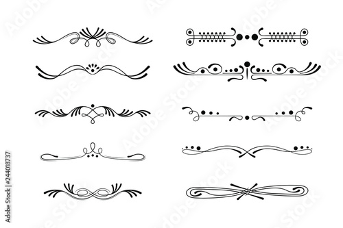 Big vector set of calligraphic and  graphic design elements (text divider, pattern, monogram, curlicues, flower) for page decoration, Greeting Cards (wedding, Valentine's day, birthday, holidays).