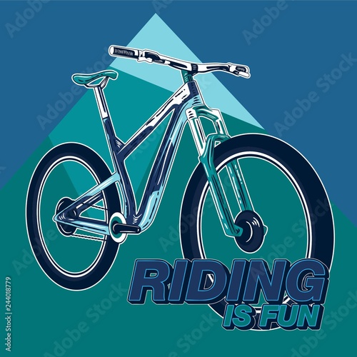 Bicycle advertising poster color modern sport health - Vector