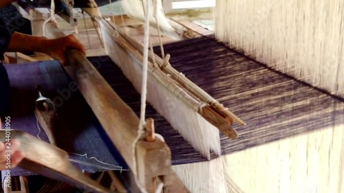 Old style of knitting process in Thai culture ways.
