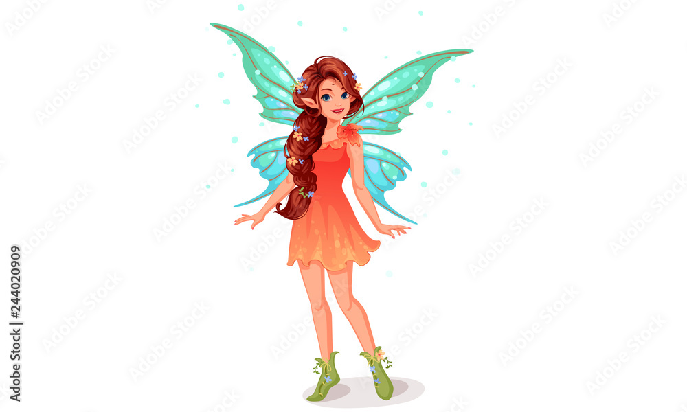 Cute little fairy with beautiful long braided hairstyle Cute little fairy with beautiful long braided hairstyle