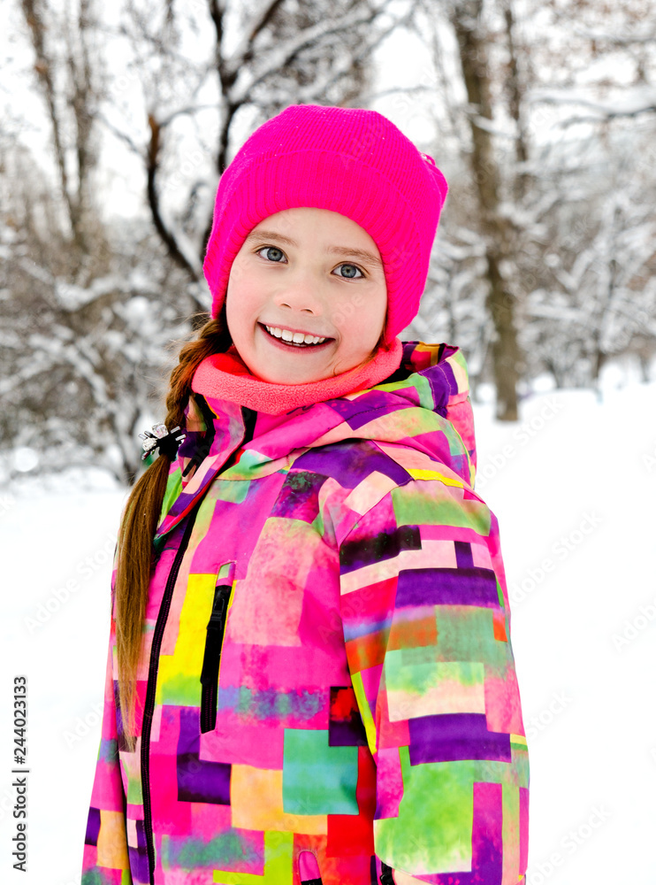Portrait of cut smiling little girl child in winter day Portrait of cut smiling little girl child in winter day