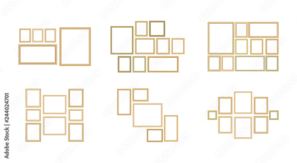 Set of decorative frame picture with gold border, Vector design with copy space in premium concept. Set of decorative frame picture with gold border, Vector design with copy space in premium concept.