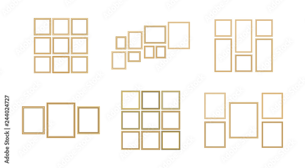 Set of decorative frame picture with gold border, Vector design with copy space in premium concept. Set of decorative frame picture with gold border, Vector design with copy space in premium concept.