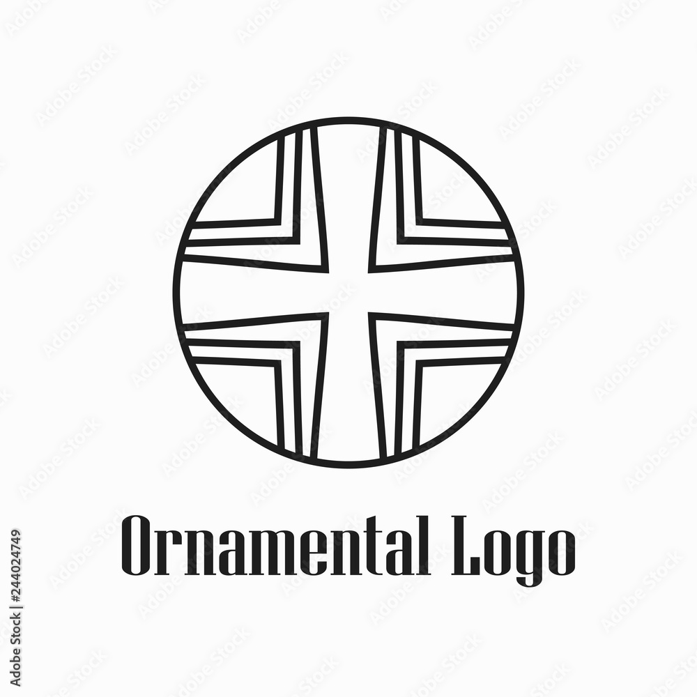 Round abstract geometric logo template design in art deco vintage style. Vector illustration. Round abstract geometric logo template design in art deco vintage style. Vector illustration.