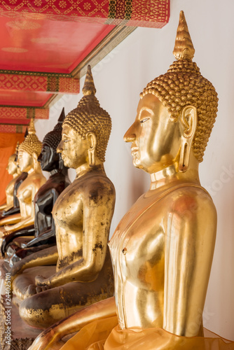 Buddha gold statue. Wat Pho  Bangkok Thailand