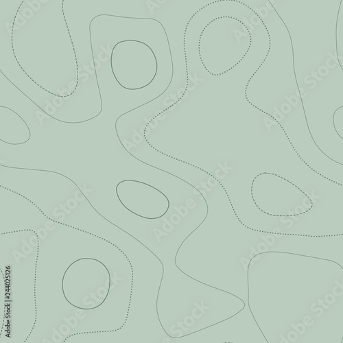 Admirable topographic map in green tones, seamless design, adorable tileable pattern. Vector illustration.