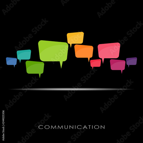 colored speech bubbles in a row