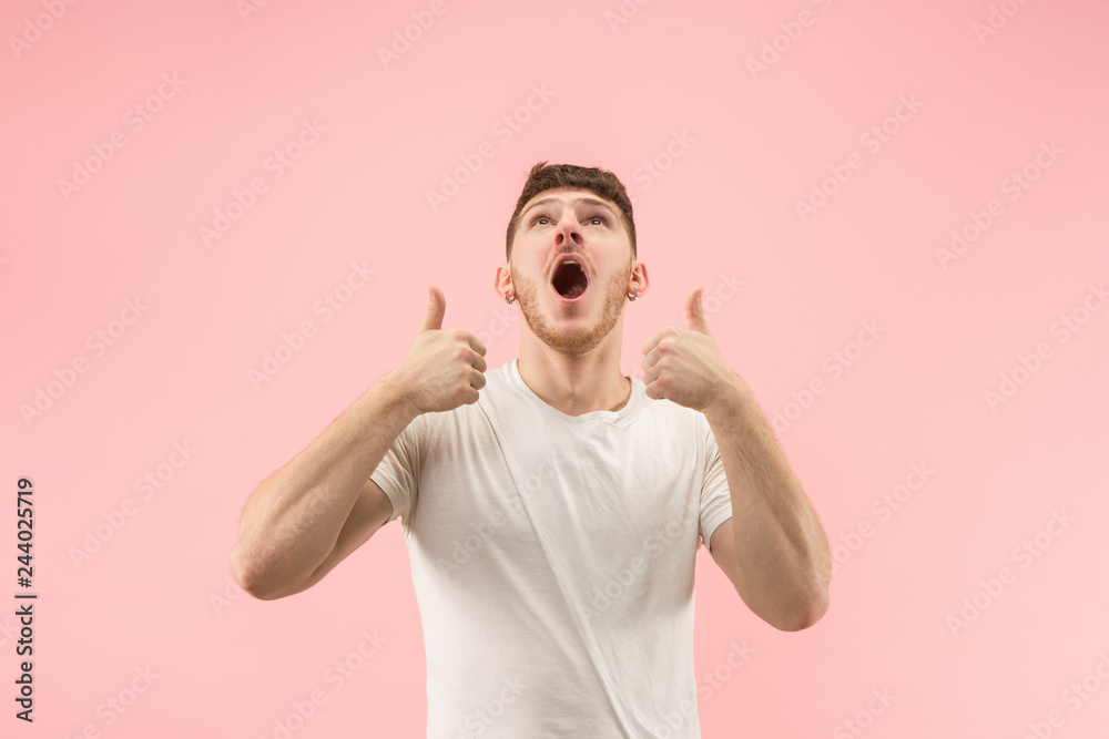I am ok. Happy businessman, sign ok, smiling, isolated on trendy pink studio background. Beautiful male half-length portrait. Emotional man. Human emotions, facial expression concept I am ok. Happy businessman, sign ok, smiling, isolated on trendy pink studio background. Beautiful male half-length portrait. Emotional man. Human emotions, facial expression concept