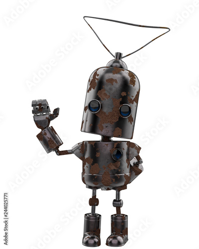 mini iron robot in a white background photo