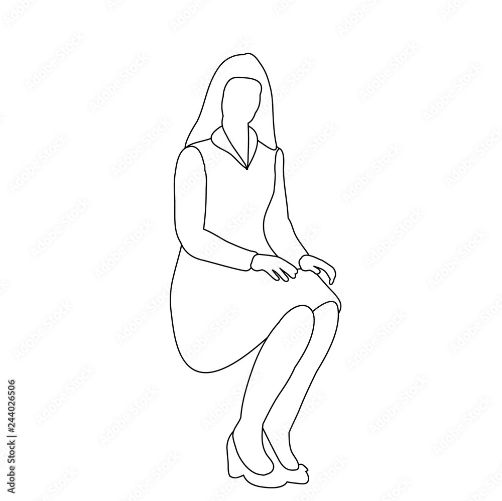 isolated, sketch, contour girl sitting isolated, sketch, contour girl sitting