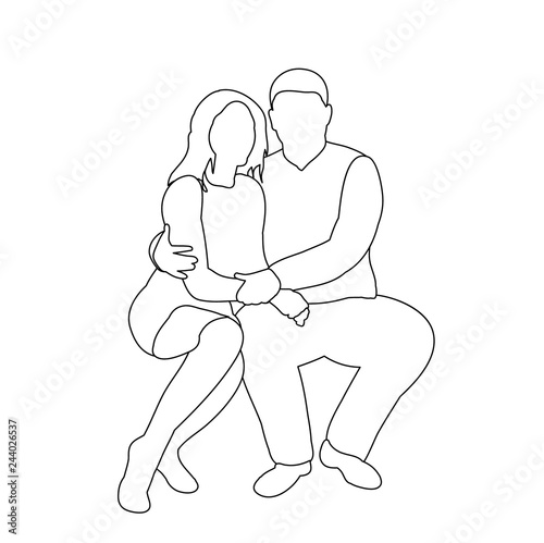 contour guy and girl sit