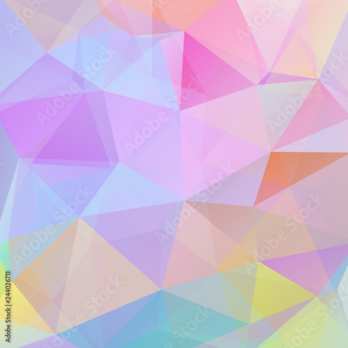 Polygonal vector background. Can be used in cover design, book design, website background. Vector illustration. Pastel pink, blue, yellow colors.