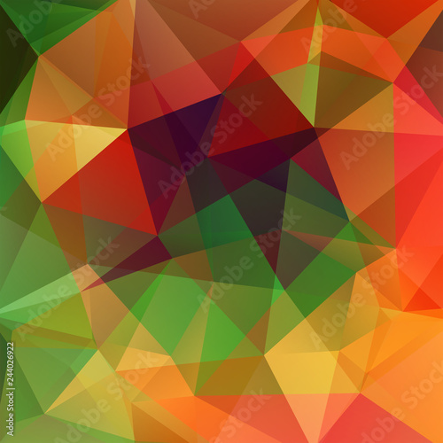 Polygonal vector background. Can be used in cover design  book design  website background. Vector illustration. red  orange  green