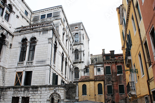 Venice / Italy - February 02 2018. View of the canal. February 2018. Venetian architecture.