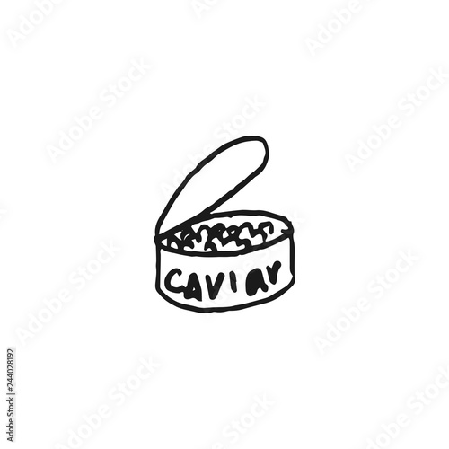 canned caviar doodle vector sketch isolated on white background