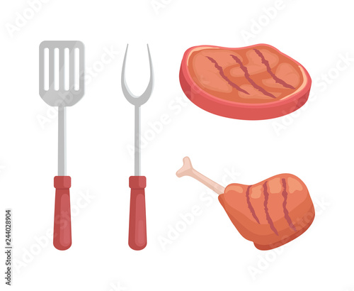 Beef Steak Roasted Meat Icons Vector Illustration