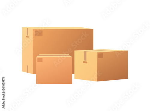 Boxes Mockups, Post Container for Goods Delivery