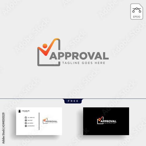 Approval Check, checking logo template vector illustration