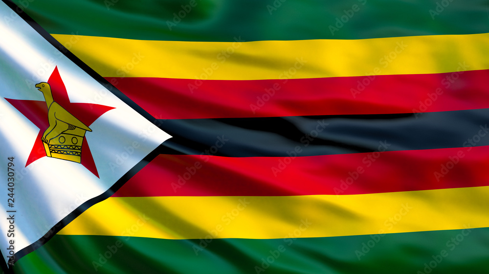 Zimbabwe flag. Waving flag of Zimbabwe 3d illustration Zimbabwe flag. Waving flag of Zimbabwe 3d illustration