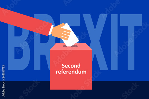 Brexit - second referendum - United Kingdom of Great Britain and vote for leave or remain. Vector illustration