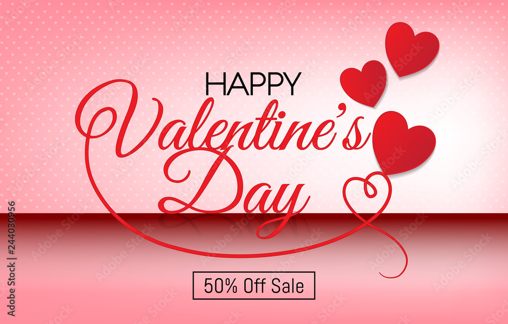 50% off sale for valentine's day for abstract banner. Valentine's day concept.