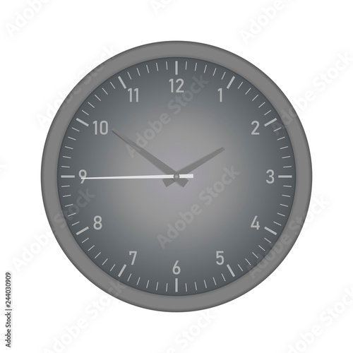 Wall clock with second hand isolated on white, vector mockup
