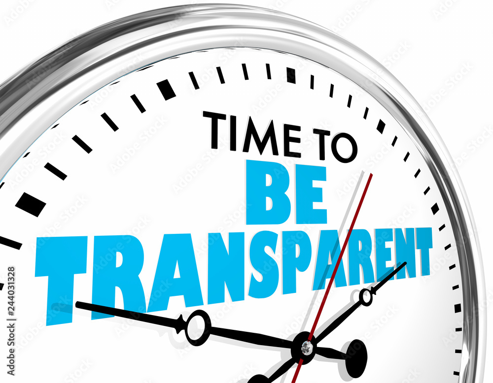 Time to Be Transparent Clock Words 3d Illustration Time to Be Transparent Clock Words 3d Illustration