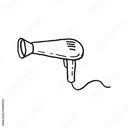 hair dryer vector doodle sketch isolated on white background