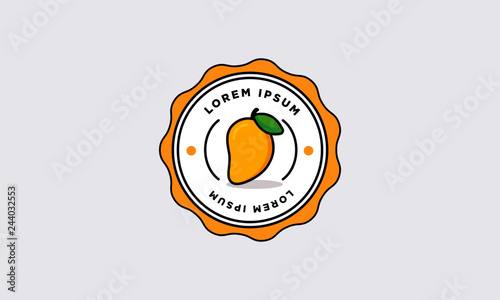Cute Mango badge Sticker Design Vector Illustration