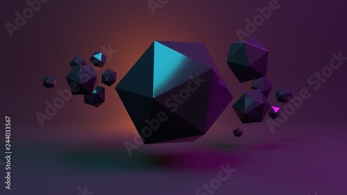 Canvastavla Black abstract shapes on a dark background