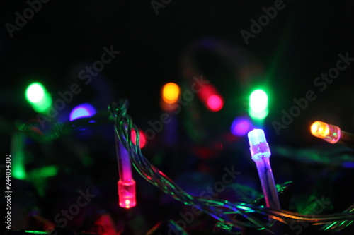 christmas lights on a black background