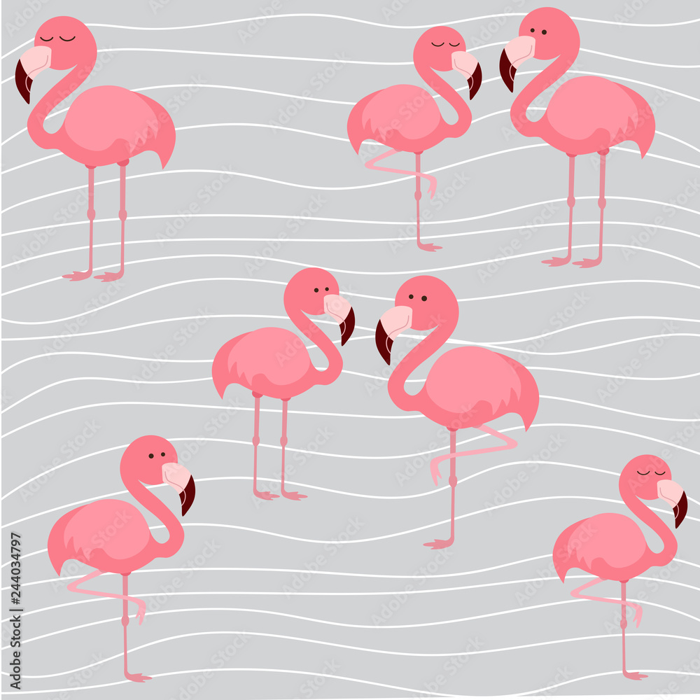 Fototapeta premium cute flamingo background, vector illustration