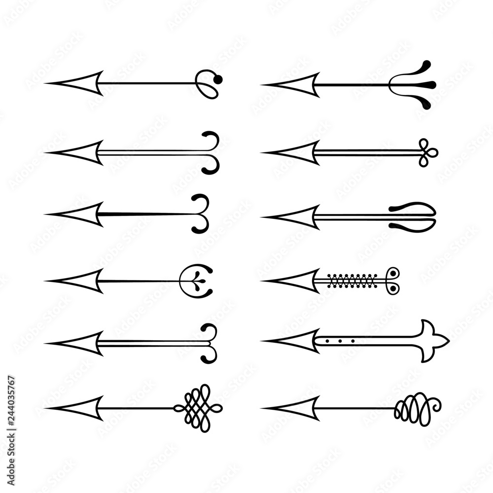 Vector set. Hand drawn arrows. Calligraphy, graphic design elements for page decoration (text divider, pattern, monogram, curlicues), Greeting Cards (wedding, Valentine's, birth day, holidays) Vector set. Hand drawn arrows. Calligraphy, graphic design elements for page decoration (text divider, pattern, monogram, curlicues), Greeting Cards (wedding, Valentine's, birth day, holidays)